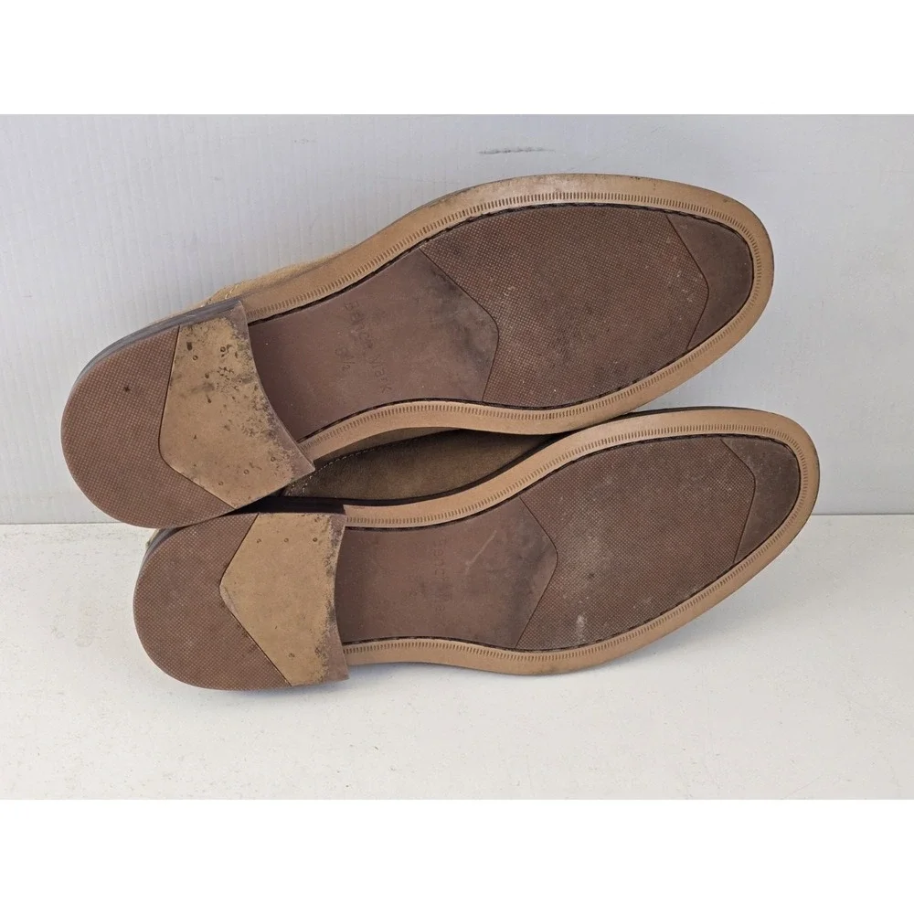 Bench Mark Lace-up‎ Cap Toe Oxford Dress Shoe Brown Suede Tan Mens Size 8.5M
